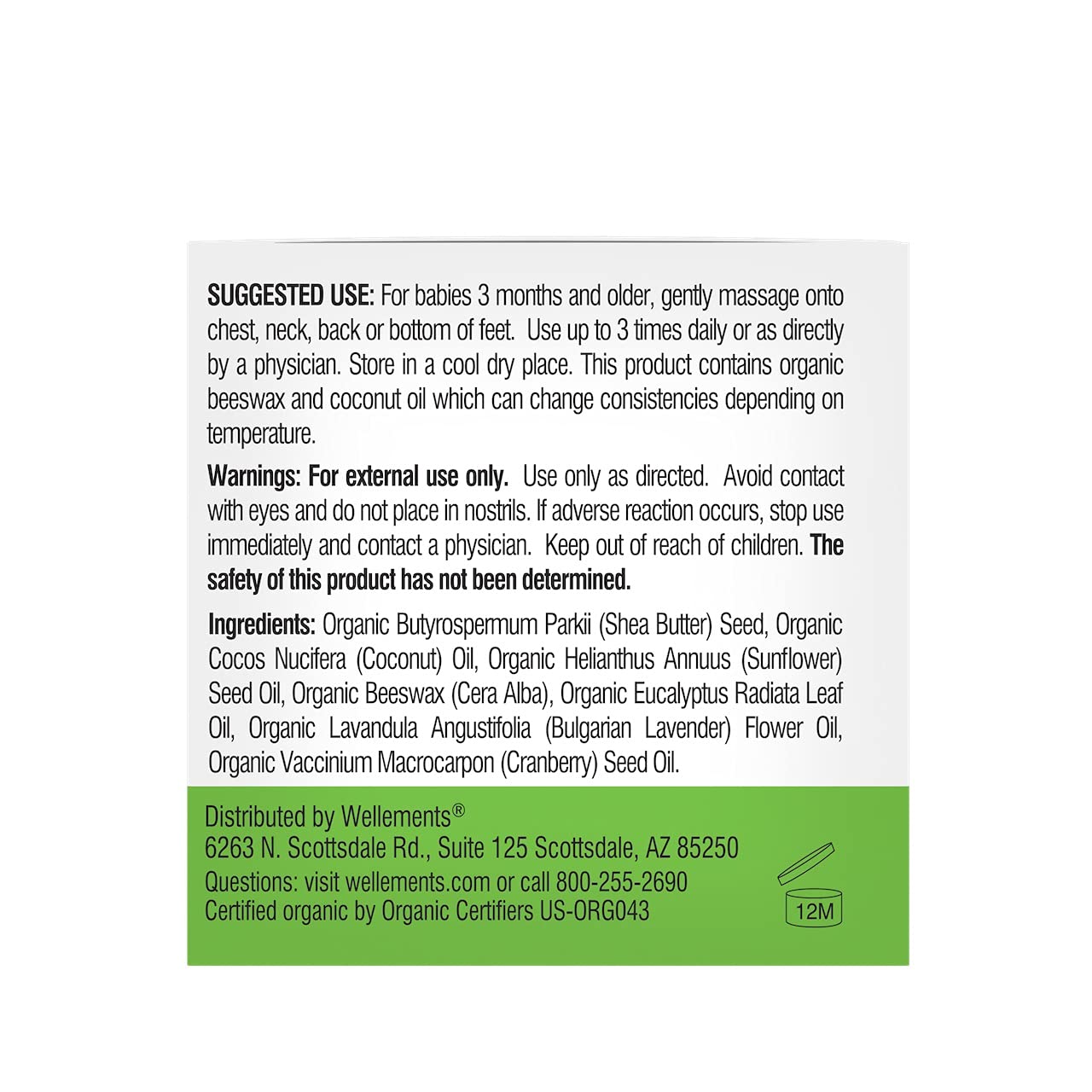 Buy Wellements Organic Baby Chest & Foot Rub, 2 Fl Oz, Eucalyptus and