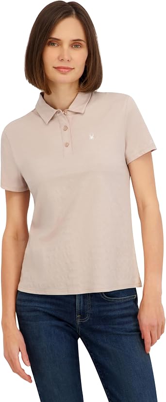 Spyder Womens Jacquard Stripe Short Sleeve Polo Top