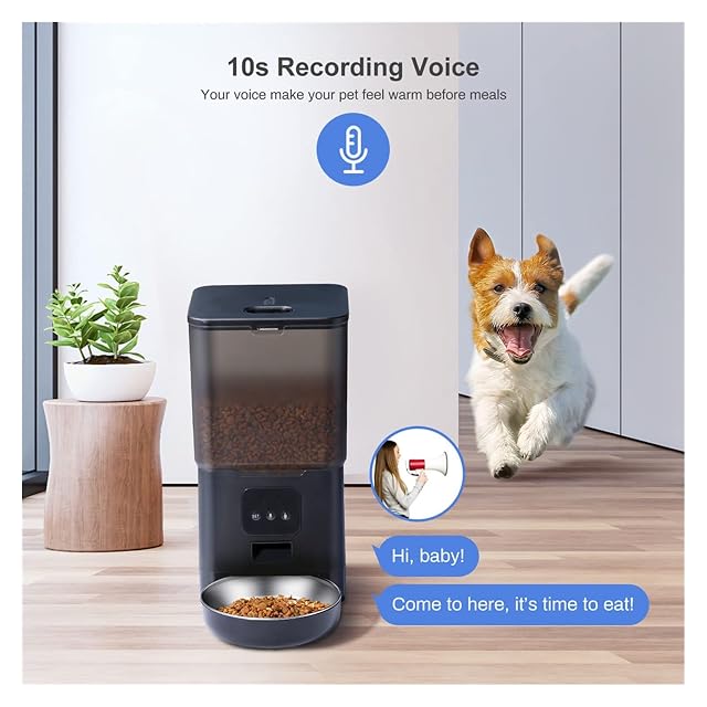 Foto 3 de 5 de Alimentadores automáticos Alimentador automático de mascotas con botón Wi-Fi de 6L y 3,5 L TuYa