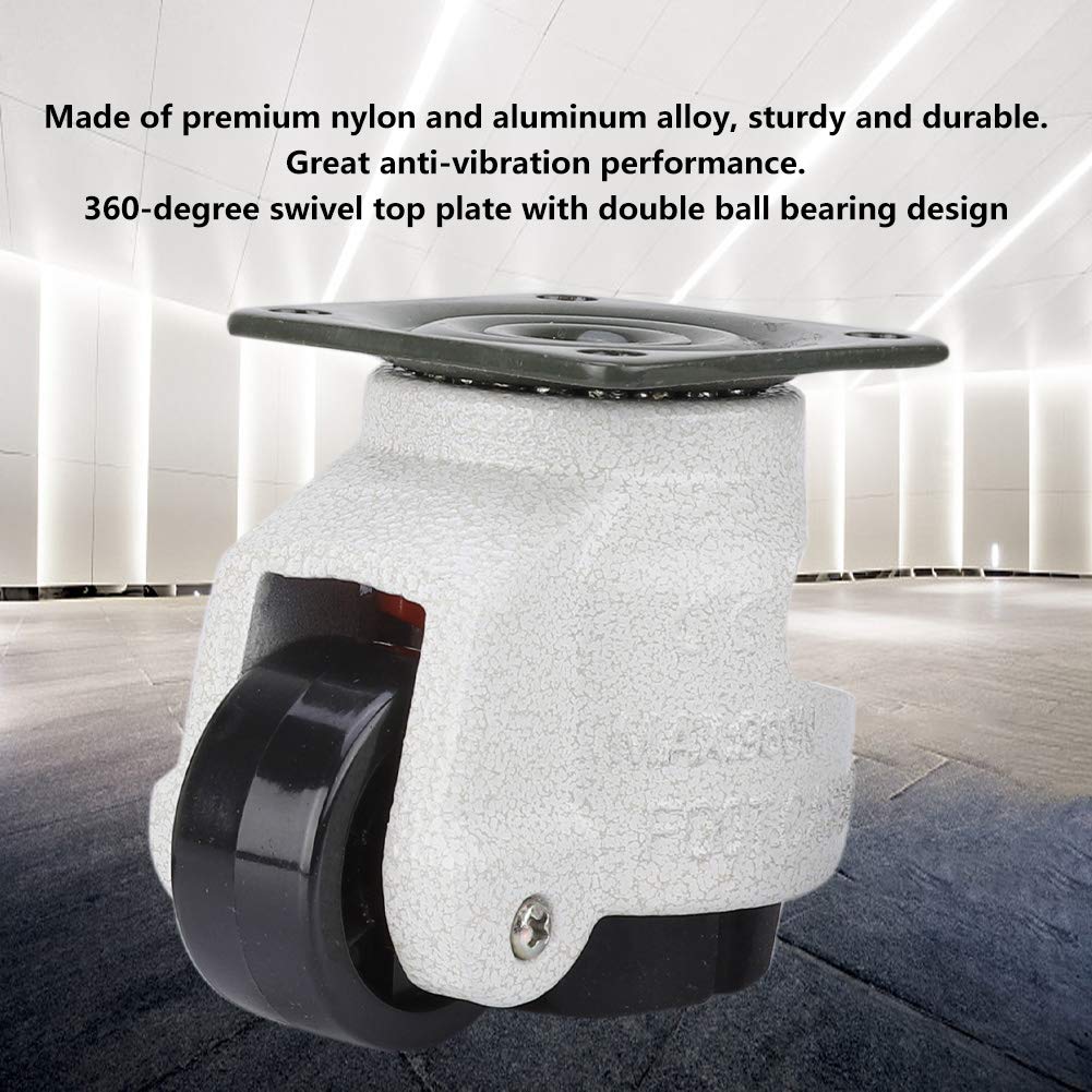 Kit 4 Roulettes Nivelables GD-40S Pour établi Et Machines, Charge 500kg, Pivotantes, Sol Dur Ou Souple