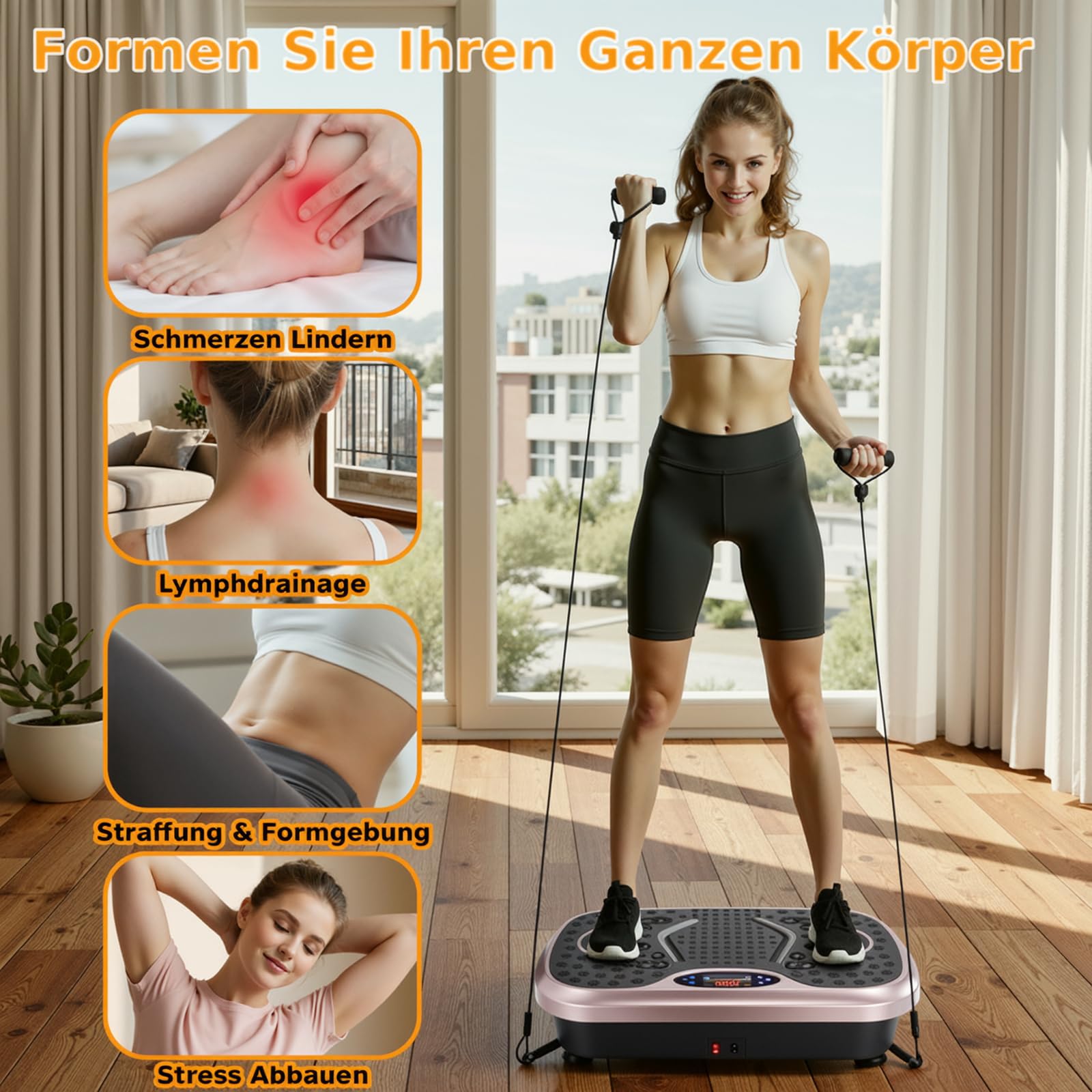 TLGREEN Platforma wibracyjna, 99 poziomów i 5 programów treningowych, kompaktowa konstrukcja, pilot zdalnego sterowania, antypoślizgowa, pełny trening ciała, deska wibracyjna fitness
