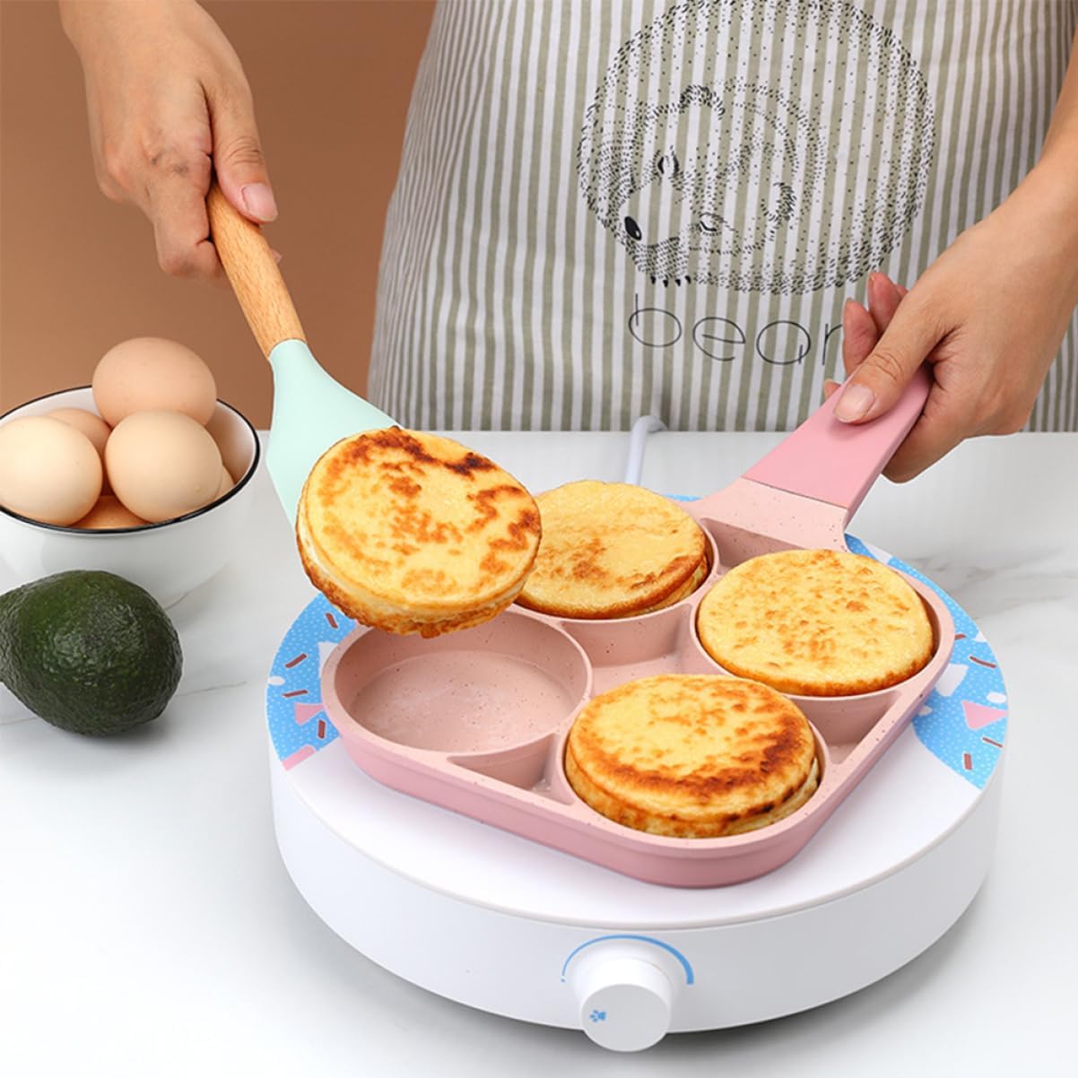 Egg Frying Pan with Nonstick Breakfast Skillet for Cooking Eggs Pancakes and Crepes Aluminium Alloy Mold for Gas and Induction Cooktops