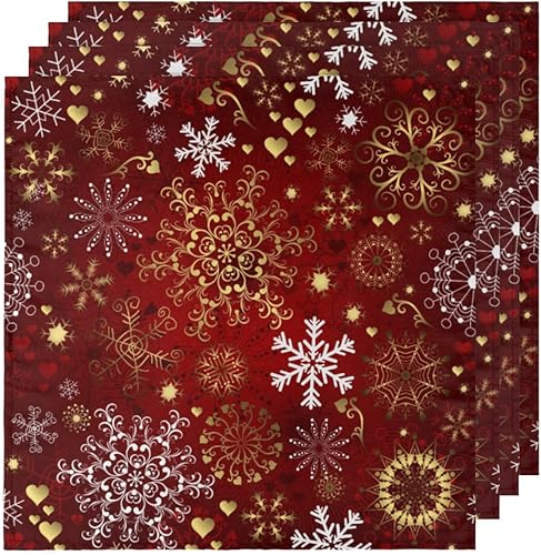 Miniatura 5 de Cloth Napkins Set of 6 Christmas Theme 20x20 Inch Cloth Napkins Winter Holiday Snowflake Washable Reusable Kitchen Dinner Napkins Table Decor for
