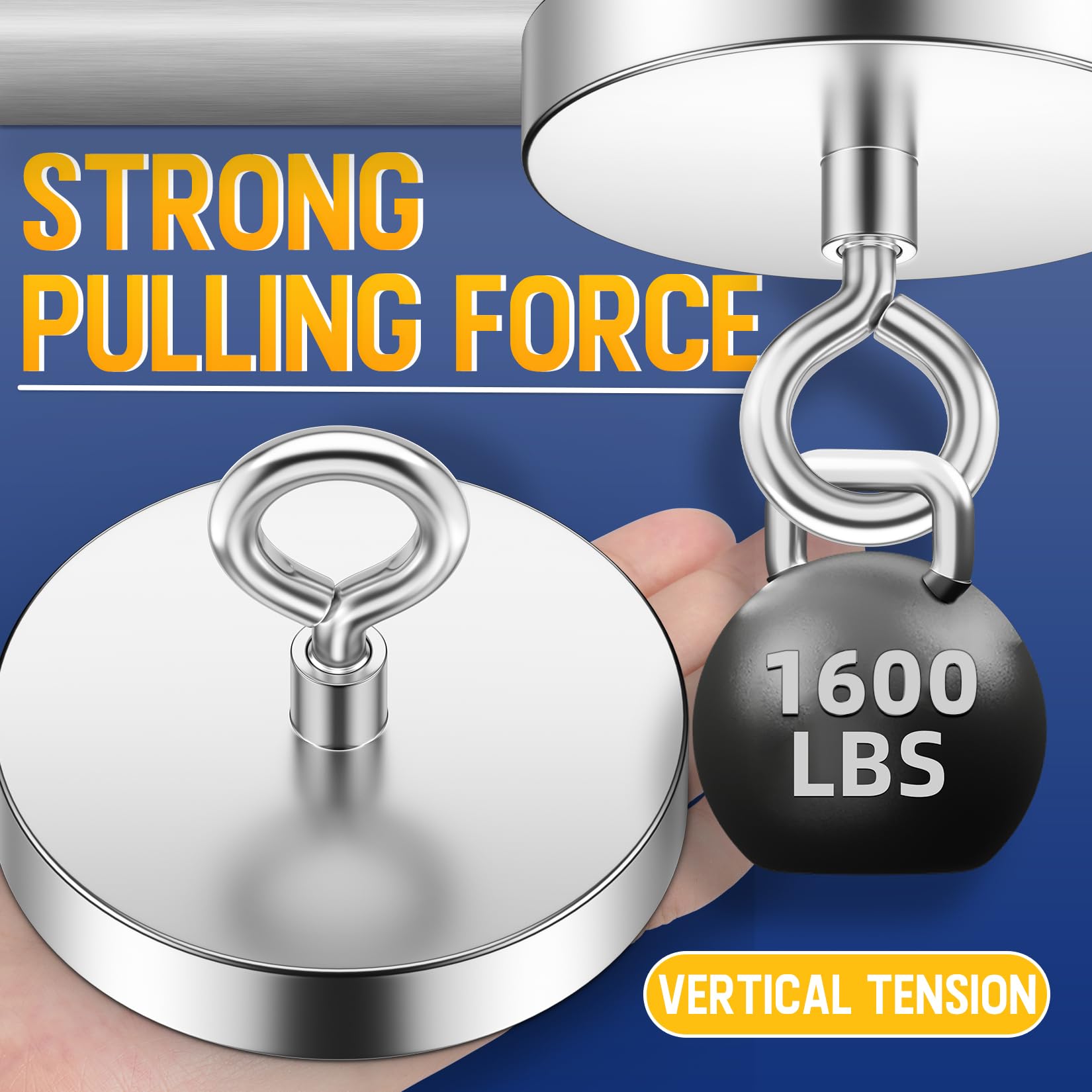 Powerful Fishing Magnet - 1600 lb Pulling Power -4