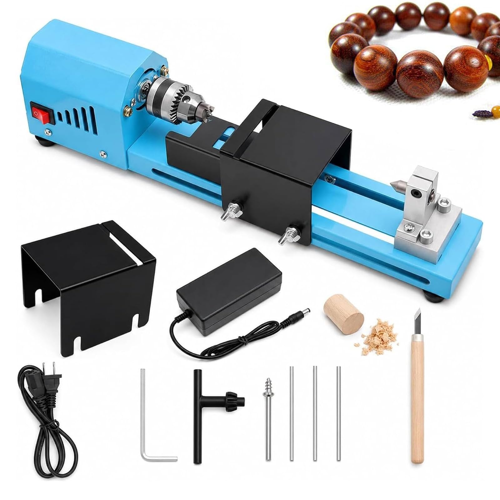 Mini tornio per legno da 7000 giri/min, utensile rotante trapano per legno | Supporto per tornitura, taglio, levigatura, lucidatura, per lavori manuali fai da te, lavorazione