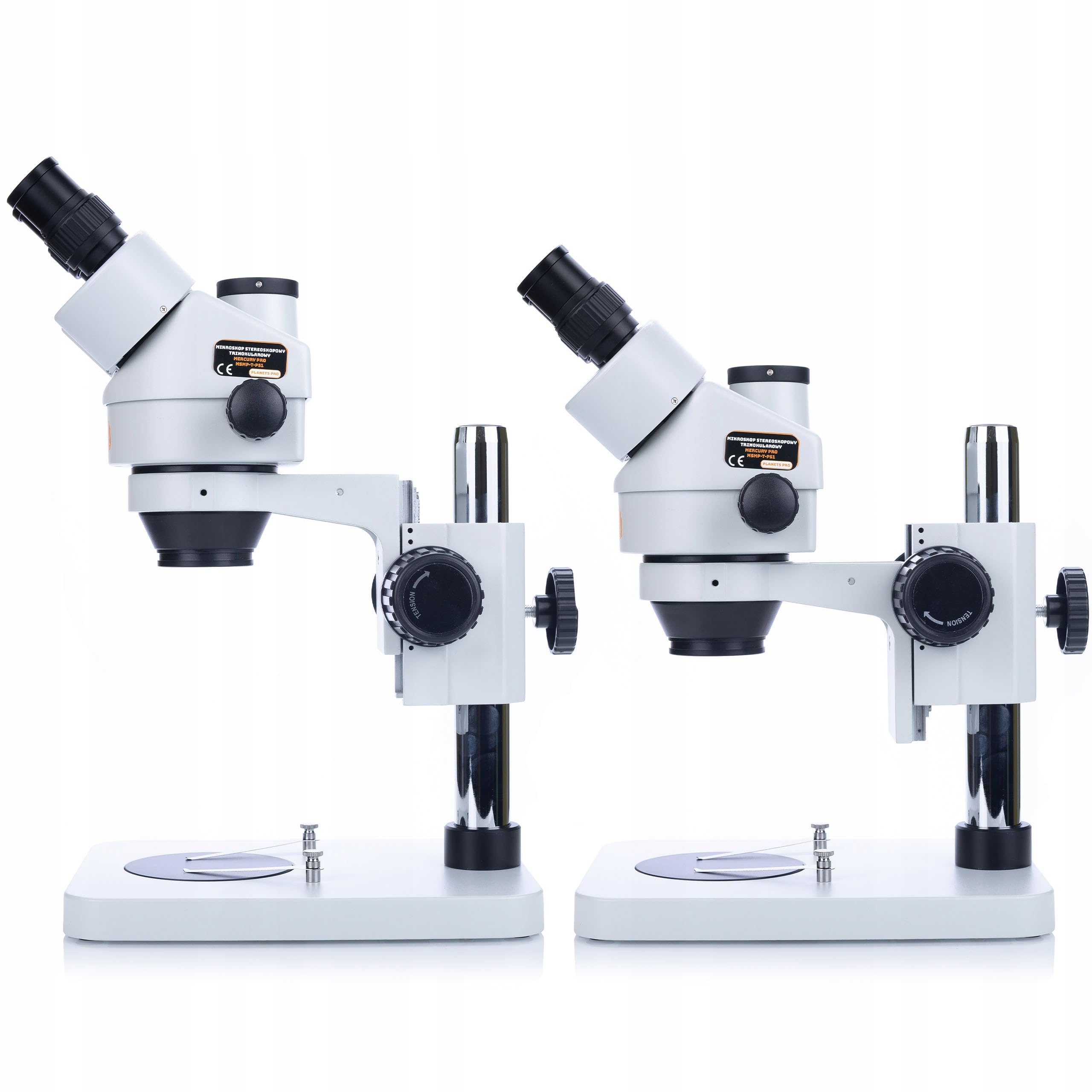 Rosfix Mercury Pro MSMP-T-PS1 - Microscopio estereoscópico trinocular con zoom de 7 x - 45x | Brazo de mesa de 80 cm WDMS2 | 56 x LED anillo de luz | para laboratorio, industria, electrónica | sistema