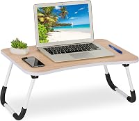 Masă pentru laptop Relaxdays pentru pat și canapea, 26 x 63 x 40 cm, tavă pliabilă pentru pat, MDF și fier, natur 1