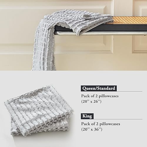 Miniatura 7 de WARMDERN Juego de 2 fundas de almohada grises tamaño Queen estándar, fundas de almohada de microfibra suave, estilo bohemio con textura y cierre de