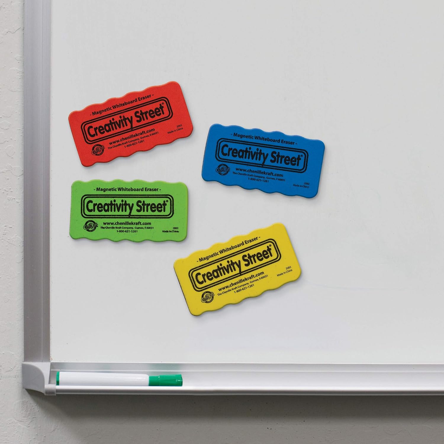 Creativity Street Magnetic Chalk and Whiteboard Erasers, 4-Pack (AC2083)