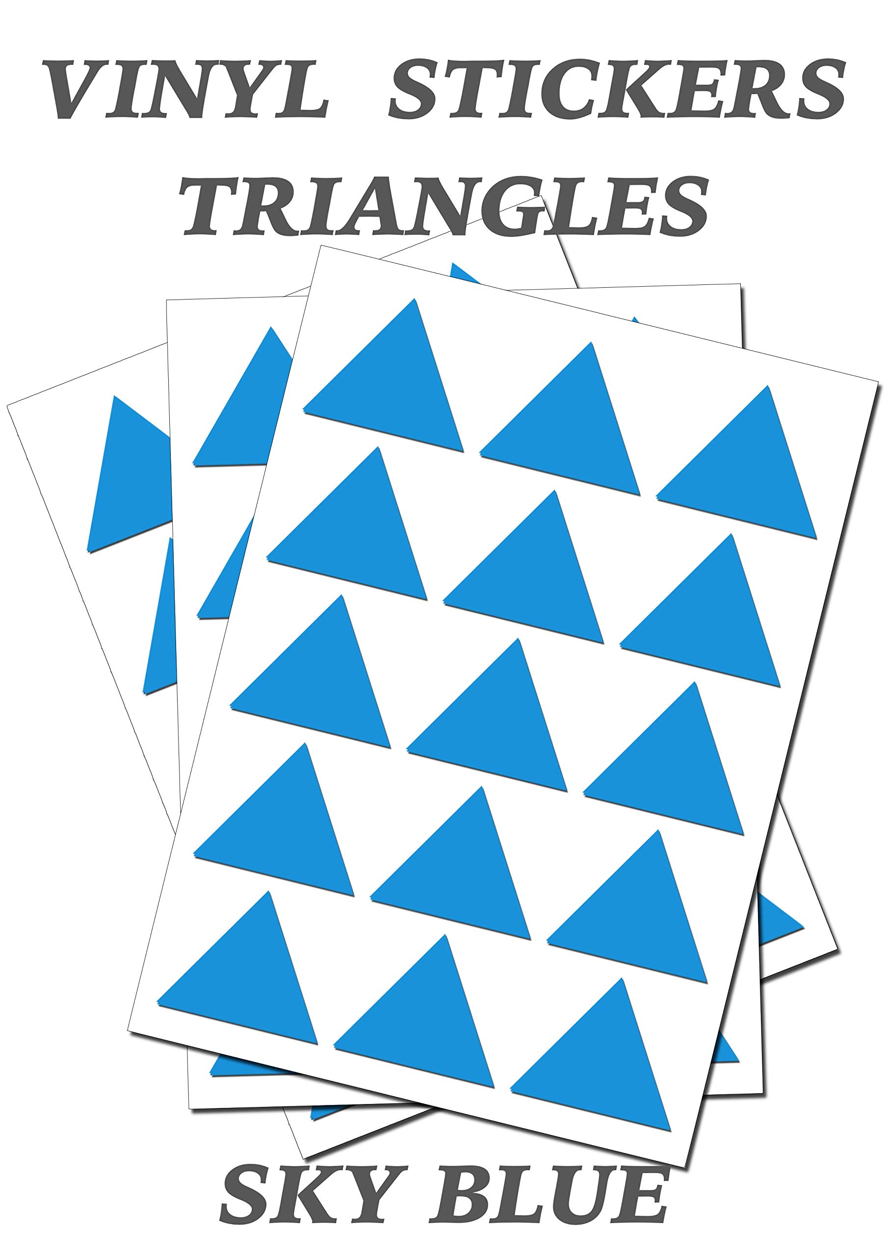 Party Decor Sky Blue 50 Triangles - Removable Self Adhesive Waterproof Durable Vinyl Stickers - Digitally Cut To The Sticker Shape - Size 20Mm
