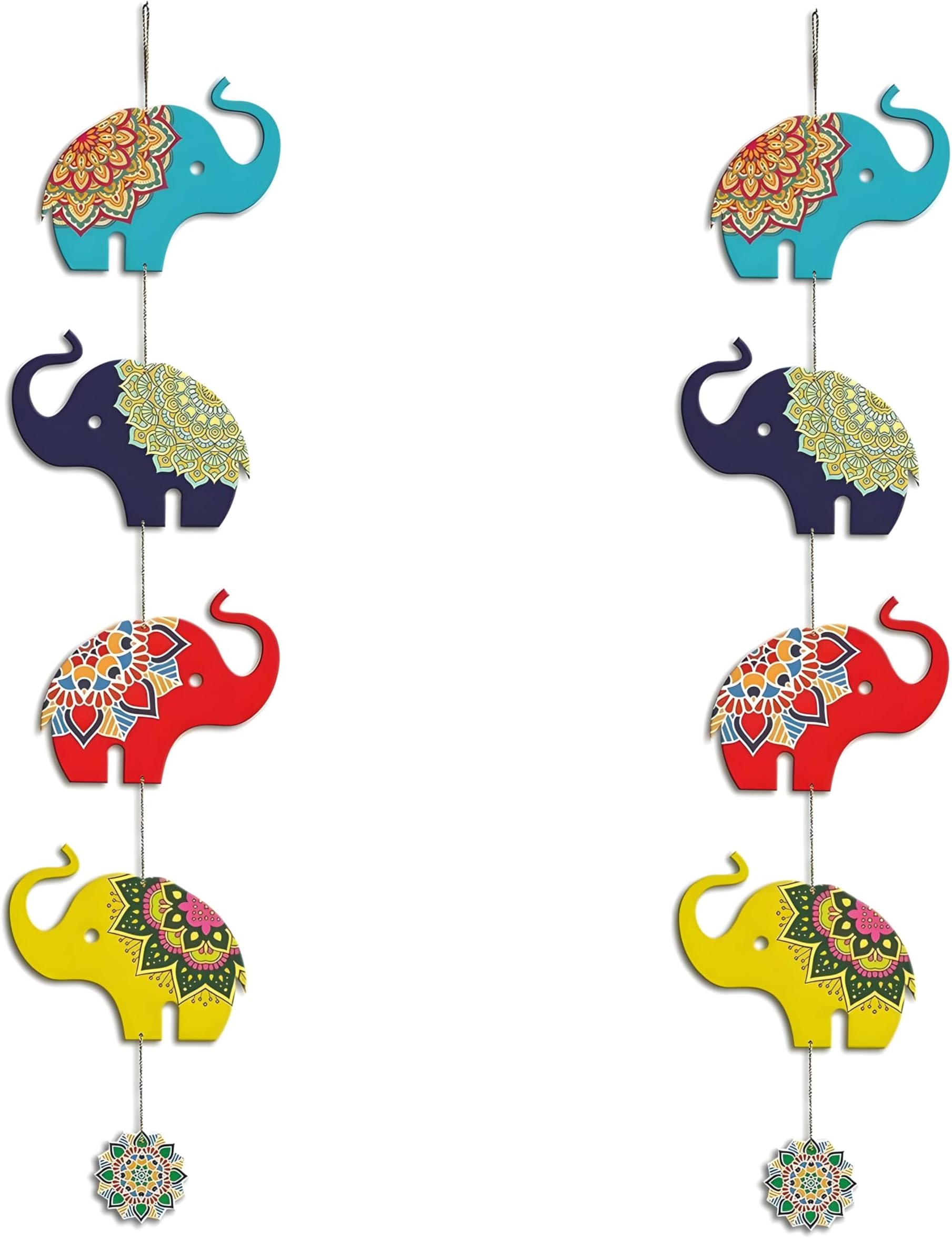 Elephant Hangings for Decoration, Pack of 2 Garlands/Strings for Wedding, Haldi, Event, Decoration Backdrop, Multi Color Hangings 4Ft Each, 134.1 Centimetersโฆ