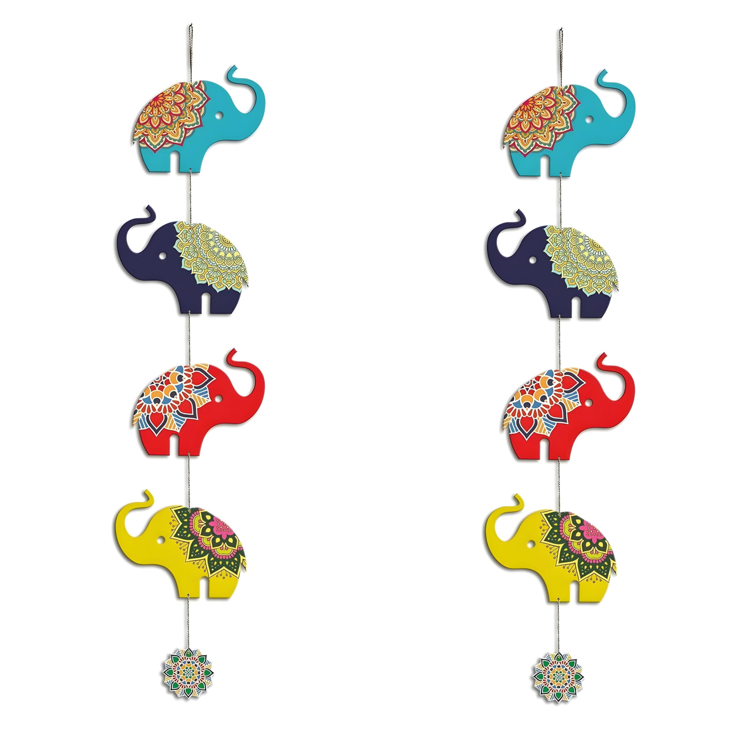 Elephant Hangings for Decoration, Pack of 2 Garlands/Strings for Wedding, Haldi, Event, Decoration Backdrop, Multi Color Hangings 4Ft Each, 134.1 Centimeters…
