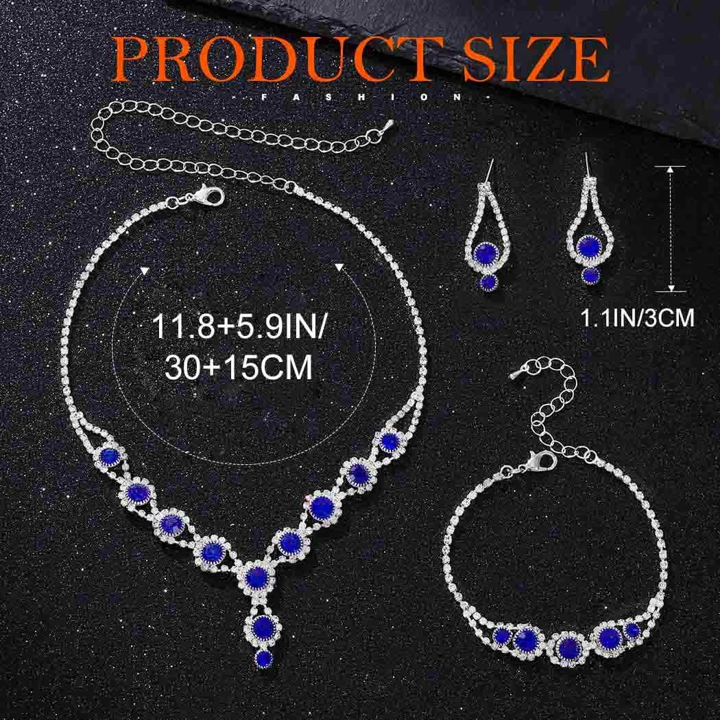 Yonamix Rhinestone Necklace Set Wedding Prom Jewelry Sets for Women