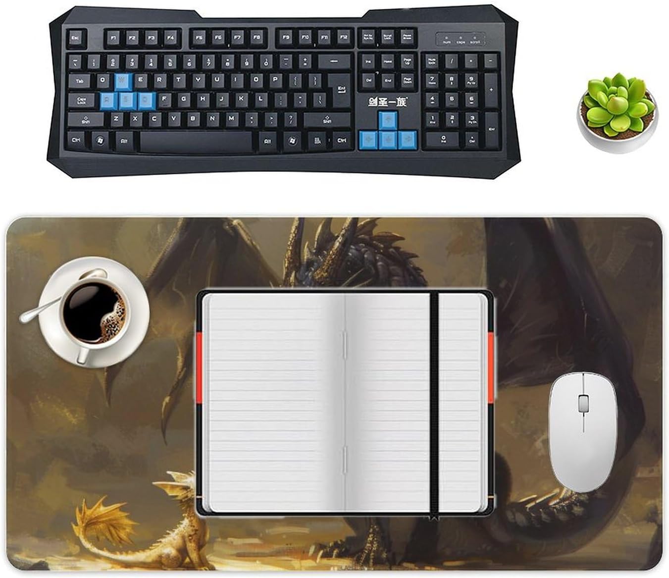 Gaming Mouse Pad Large Mousepad Fantasy Black Dragon Small Cute Golden Dragon Desk Mat Big Mousepad Extended Keyboard Computer Pad Office Desk Organizers and Accessories 40X75cm