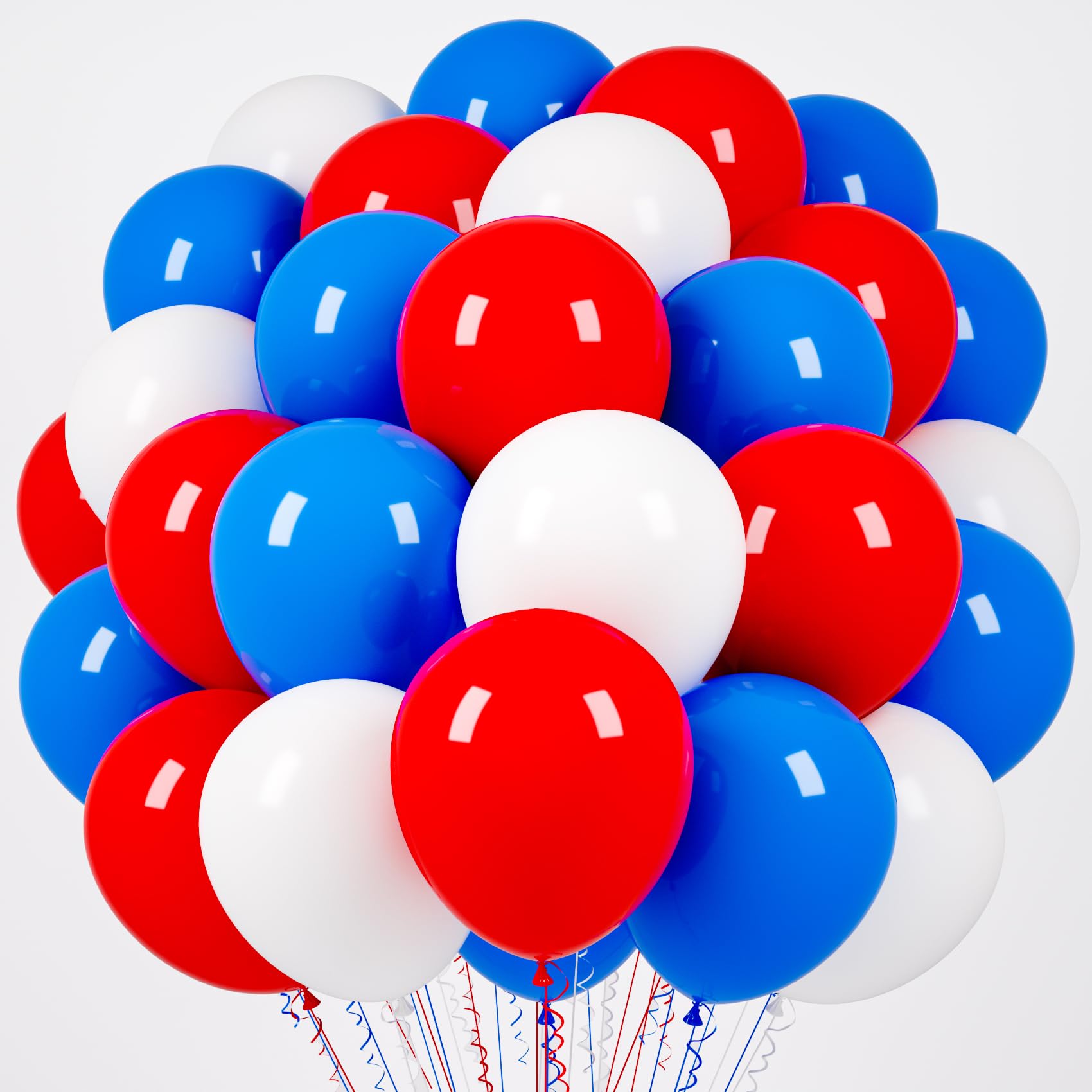 Voircoloria 66pcs Red White Blue Latex Party Balloons, 12inch