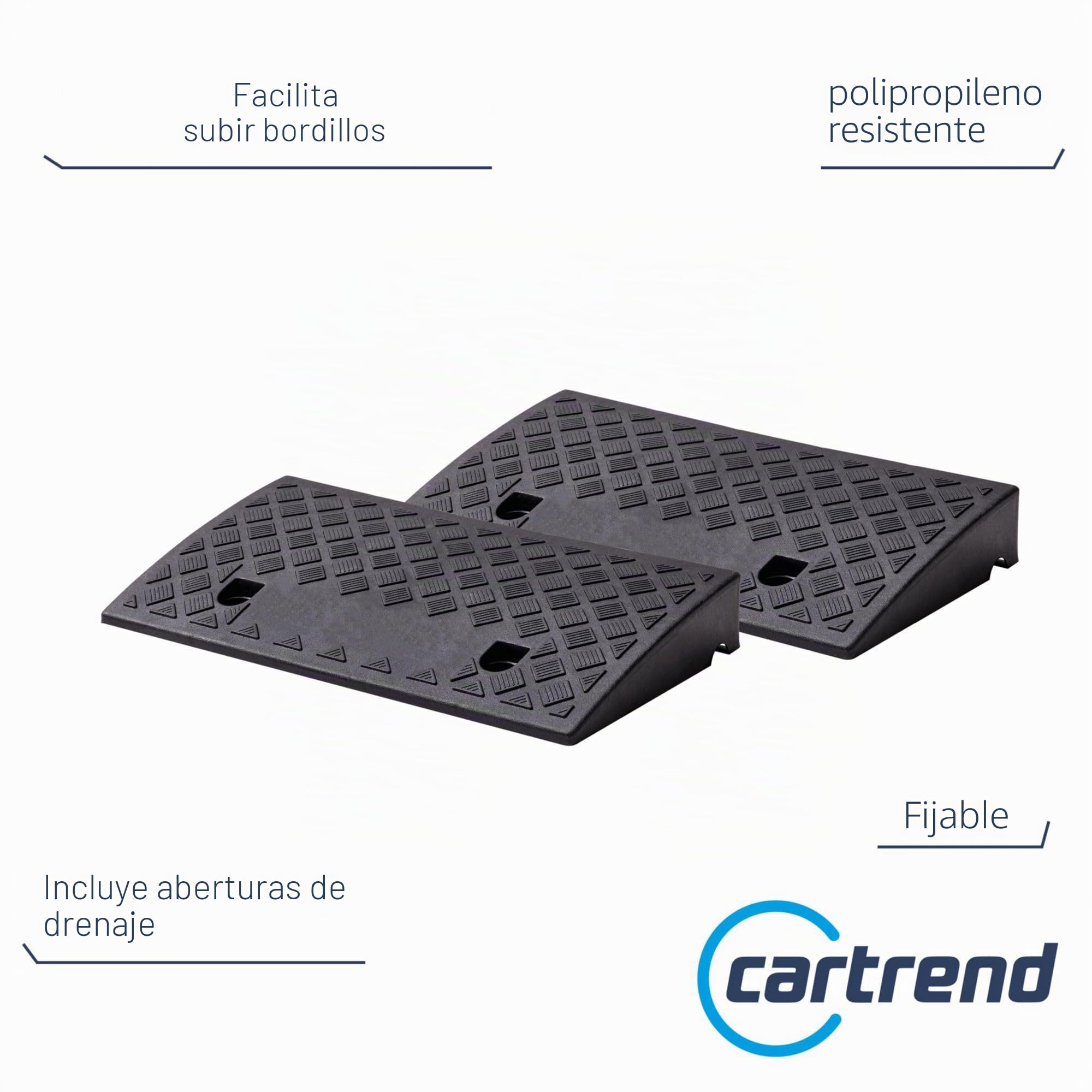 cartrend Juego de 2 rampas portátiles para Silla de Ruedas para Coche, Moto, Silla de Ruedas, Andador, Color Negro