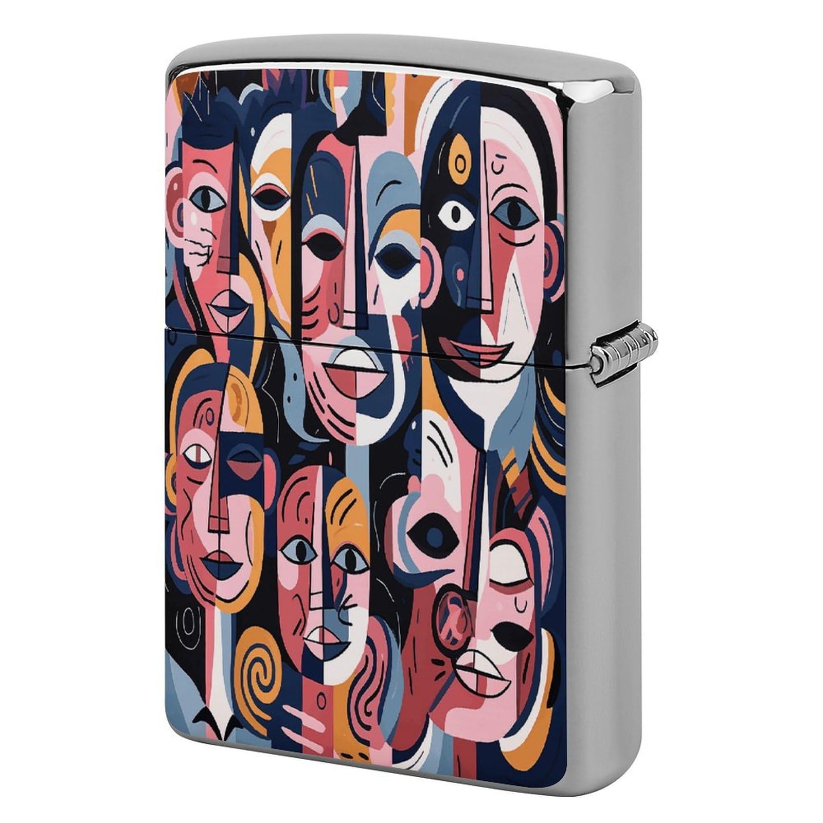 Btcowzrv Style Hand Drawn Human Faces Metal Lighter Case Sleeve Cover Holder