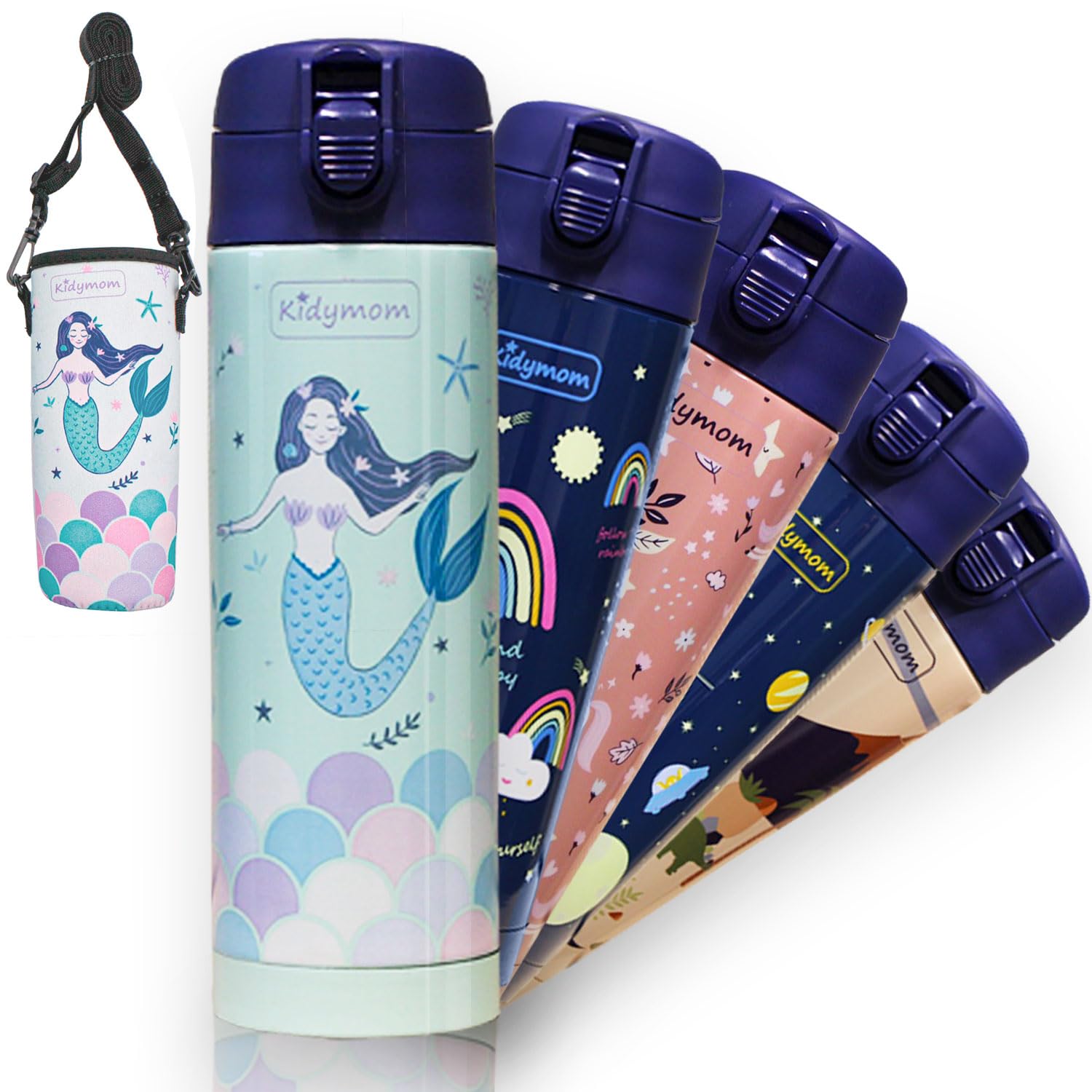 Botella isotérmica infantil de acero inoxidable, 100% antifugas, 350 ml + bolsa con nombre personalizable, caño vertedor e higiene que una paja, regalo de niña o niño, pequeña botella termo