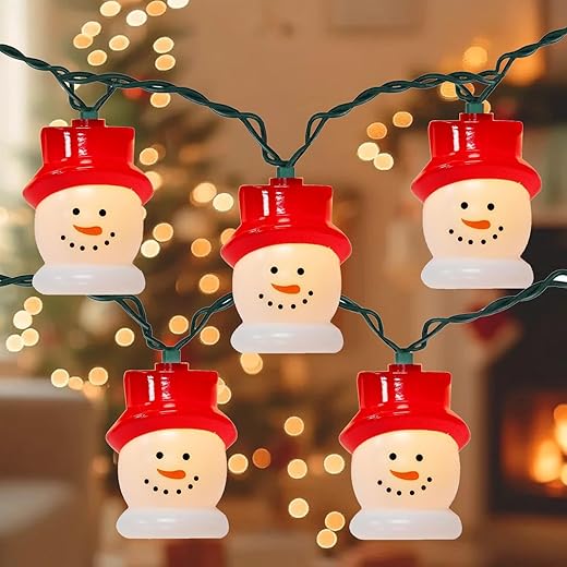 10-Light LED Christmas Snowman String Lights - Waterproof & UL Certified - Perfect for Outdoor and Indoor Use - Ideal for Christmas Tree, Bedroom, Door, Party Decoration