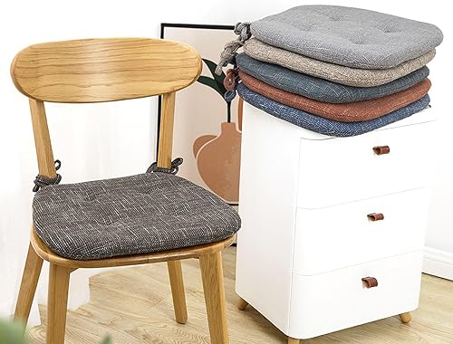 Miniatura 7 de Pack 6 Cojines para Silla, Cojines Sillas Jardin 16.9x16.1x13.8 in, Cojines Exterior con Correas de SujecióN, Cojines para Sillas para Cocina,