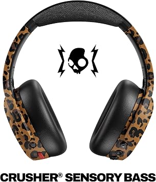 Skullcandy Crusher ANC 2 Kablosuz Kulak Üstü Bluetooth Kulaklık, Çok Duyusal Bas, Aktif Gürültü Engelleme, 60 Saate Kadar Pil, iPhone Android için Mikrofon - Leopar