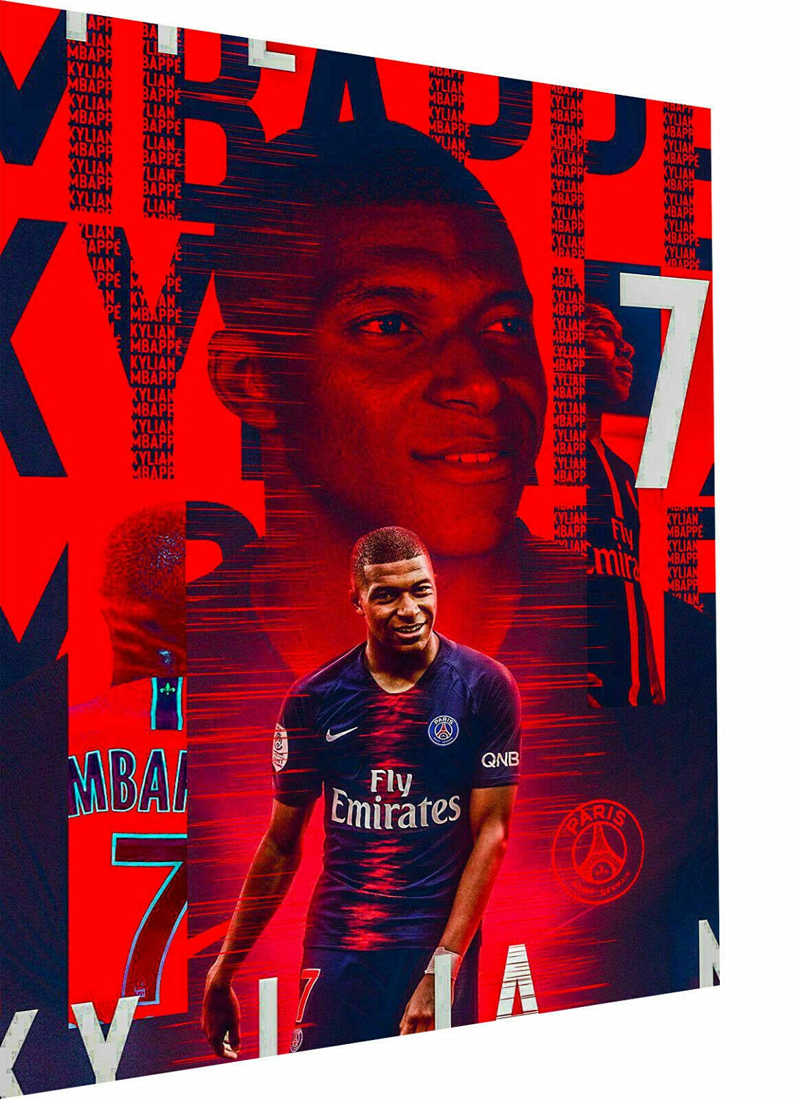 Impression d'art Kylian Mbappé grand format 150x100 cm déco de prestige