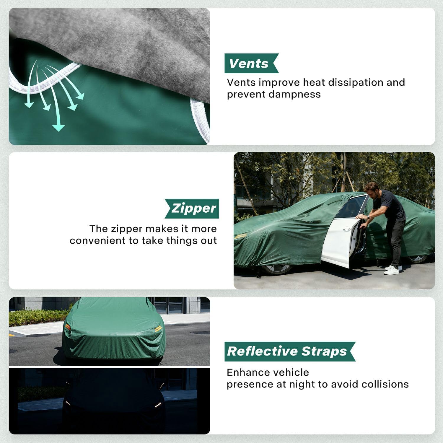 Car Cover Waterproof All Weather, 16-Layer Heavy Duty Full Exterior Cover with Vents, Spare Windproof Straps & Towel, Winter Snow/Ice/Rain Protection, Fit Coupe Ford Mustang, Chevrolet Camaro.