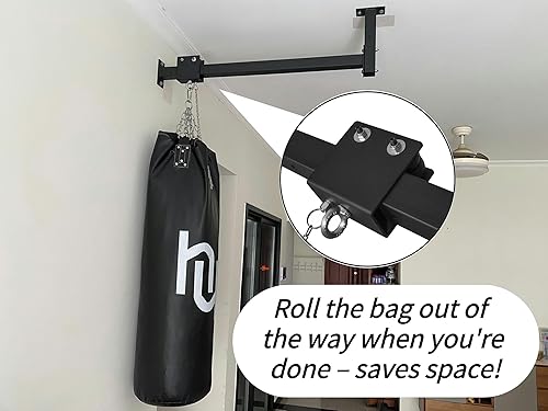 Miniatura 3 de Colgador de pared para colgar bolsas pesadas de techo, montaje en rodillo, ahorro de espacio, 42 pulgadas, ajuste de larga facilidad para sacos de