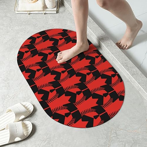 Miniatura 5 de Augenstern Diatomaceous Bath Mat Canada-Maple-Leaf-Baseball Quick Drying Shower Mat Door Mat Rubber Backing Non Slip Rug