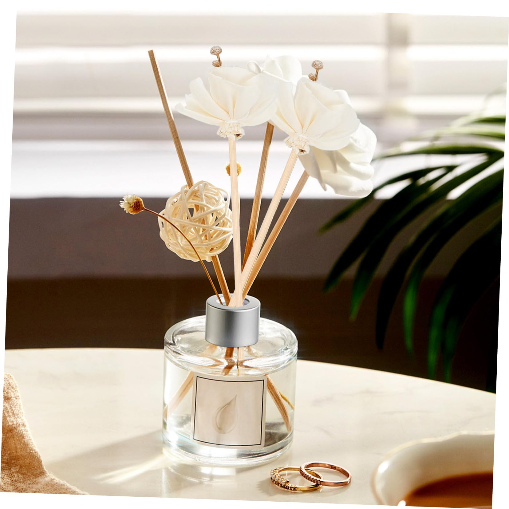 Zerodeko 5pcs Rattan Flower Diffuser Sticks Natural Beige Decorative Fragrance Vines for Home Office Weddings and Indoor for Essential Oils and Perfume Diffusers