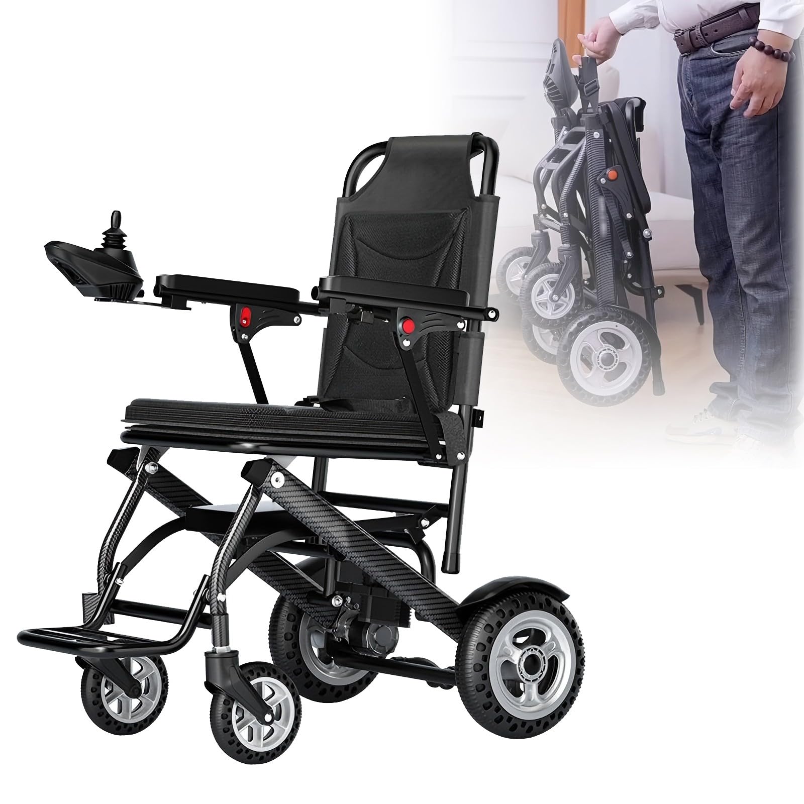 Sedia a rotelle elettrica, sedia a rotelle elettrica pieghevole, deambulatore per disabili, con batteria al litio rimovibile da 10 Ah/20 Ah, tre modalità di controllo, per viaggi e uso quotidiano, n