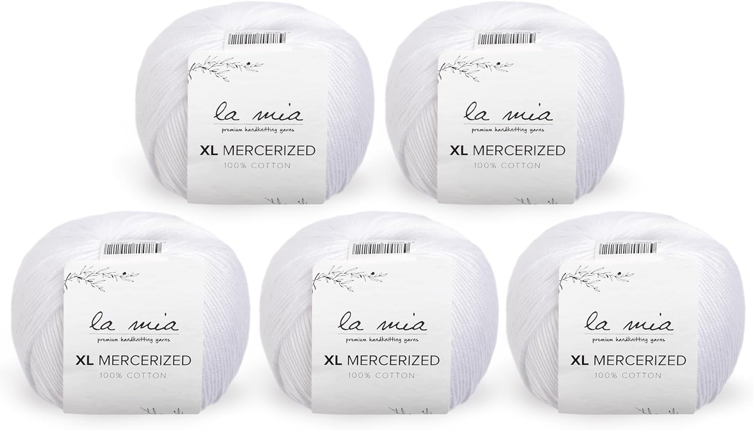 5 Ball%100 Mercerized La Mia XL Mercerized Cotton Total 8.8 Oz. Each 1.76 Oz (50g) / 103 Yrds (95m) Super Soft, Medium Worsted, Afghan, Yarn, Green -150