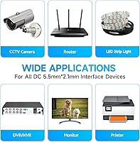 Vista 5 de Paquete de 4 cables de extensión de alimentación CC de 3 pies 1 M, 4 unidades de cable de extensión de adaptador de corriente de 12 V de 0.217 in x