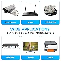 Vista 5 de Paquete de 2 cables de extensión de alimentación DC de 6 pies 2M, 2 piezas de cable de extensión de adaptador de corriente DC de 12V 5.5mm x 2.1mm