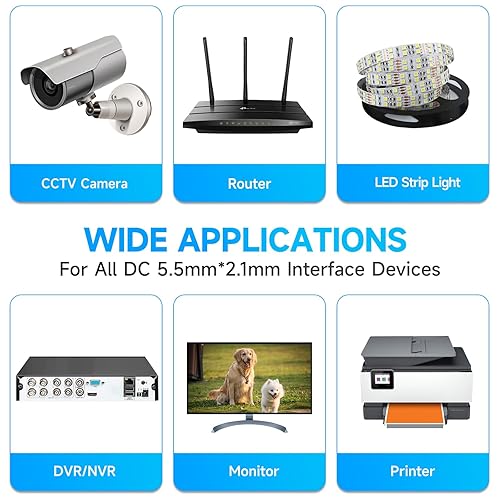 Miniatura 5 de Paquete de 2 cables de extensión de alimentación CC de 6 pies, 2 unidades, cable de extensión de 12 V CC de 0.217 in x 0.083 in para cámara de