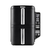 Ninja Double Stack Friggitrice ad Aria Verticale a 2 Scomparti, con 2 Griglie, 4 Livelli di Cottura, Design salva-spazio, Capacità di 7,6L, 6 Funzioni di cottura, 6 Porzioni, Nero SL300EU