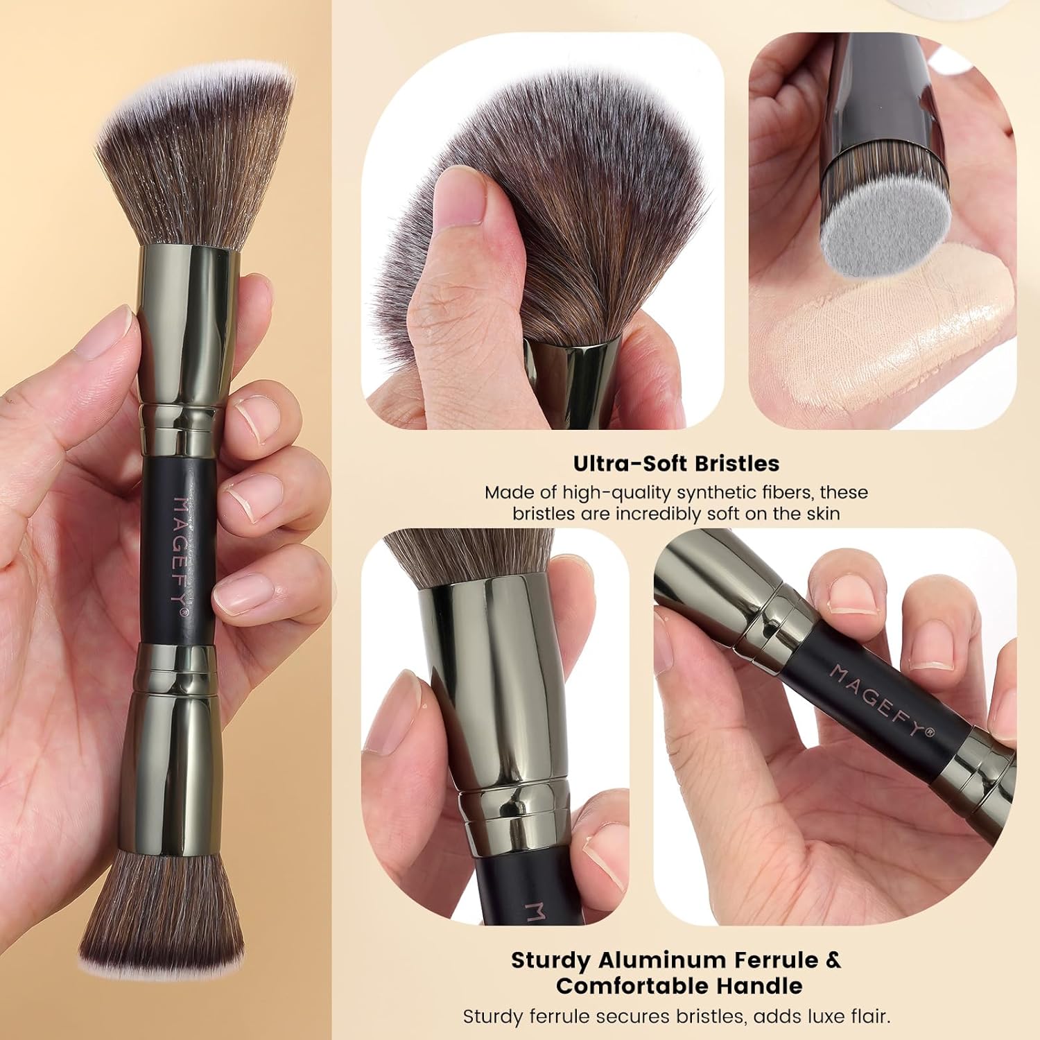 MAGEFY Makeup Brushes 12Pcs with Bag, Double-End Multi-functional for Foundation Powder Blush Eyeliner Eyeshadows brushes with Gift Box,Black - Image 4