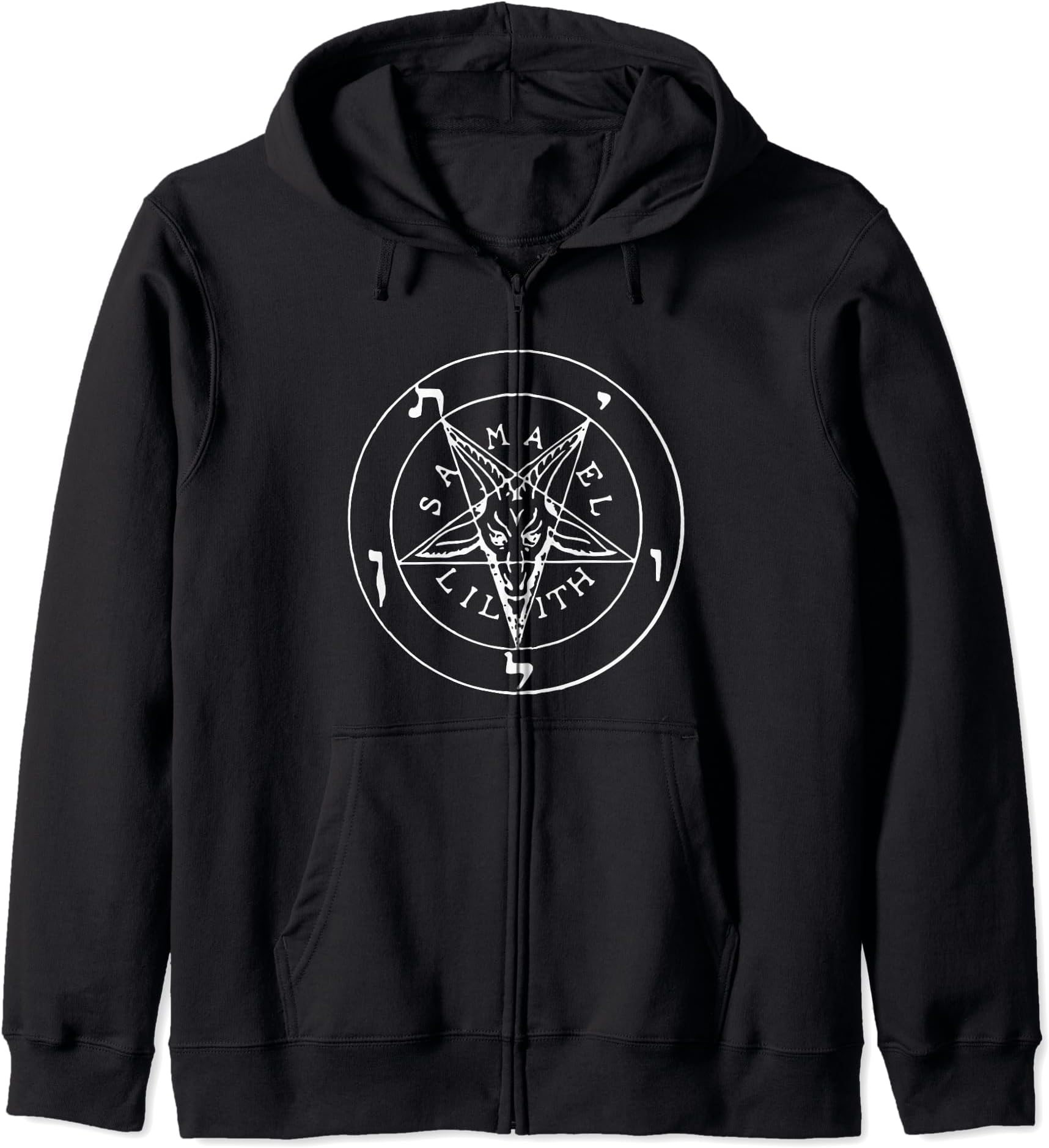 Samael Lilith Goat Satanic Pentagram Baphomet Zip Hoodie