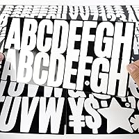 Vista 6 de 400 calcomanías de letras grandes de 2.5 pulgadas, 24 hojas, calcomanías autoadhesivas con números del alfabeto blanco para tablones de anuncios
