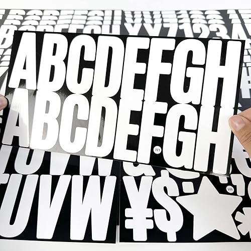 Miniatura 6 de 400 calcomanías de letras grandes de 2.5 pulgadas, 24 hojas, calcomanías autoadhesivas con números del alfabeto blanco para tablones de anuncios,