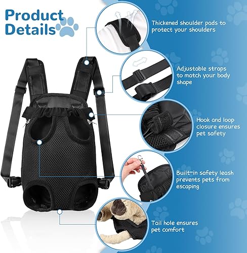 Miniatura 3 de YUDODO Mochila transportadora para perros y mascotas, ajustable, con patas hacia afuera, mochila de viaje para perros de fácil ajuste para