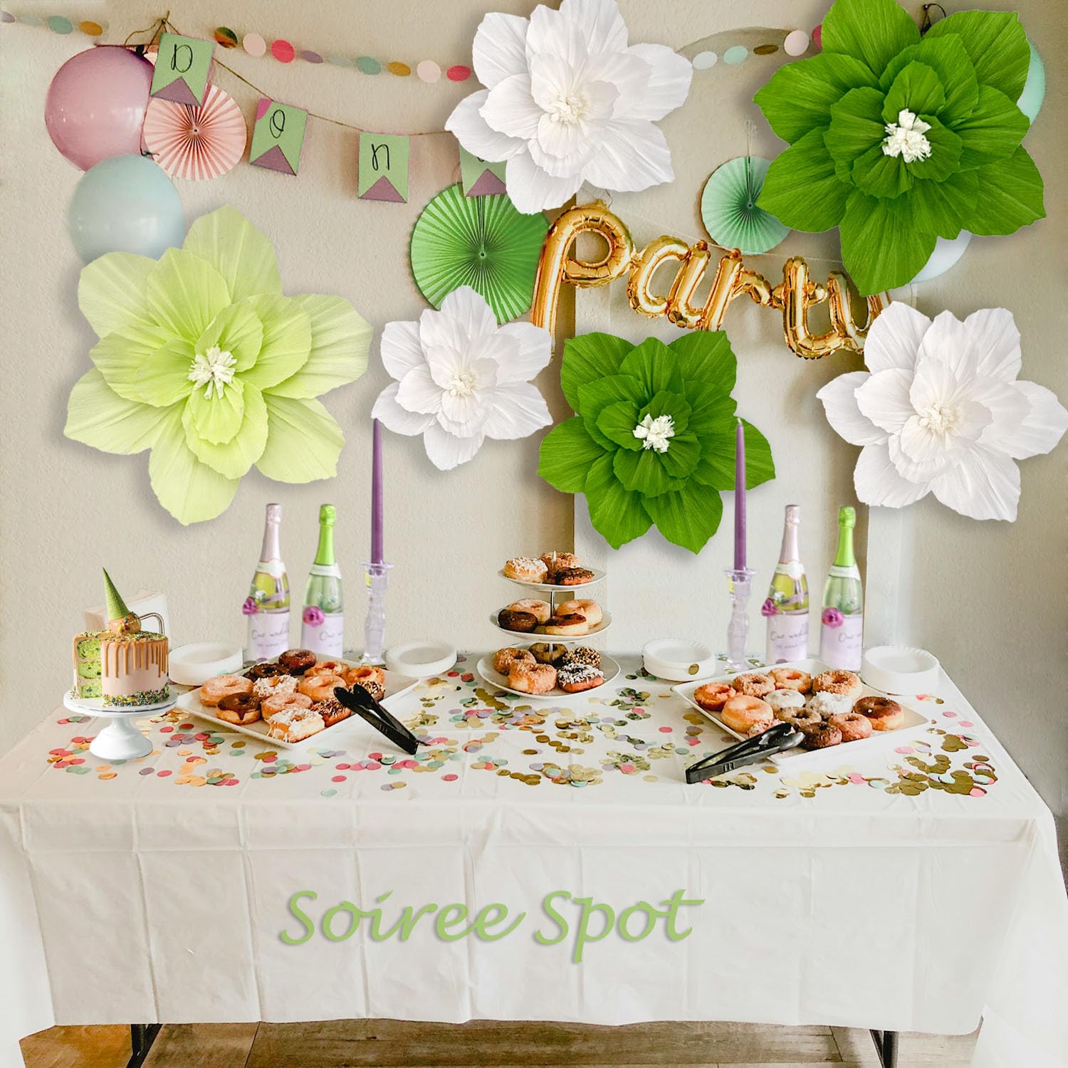 Fleurs Décoratives En Papier Crépon 3D – Lot De 5, Roses, Tailles 12/10/8 Pouces, Pour Mariage, Anniversaire, Déco Murale