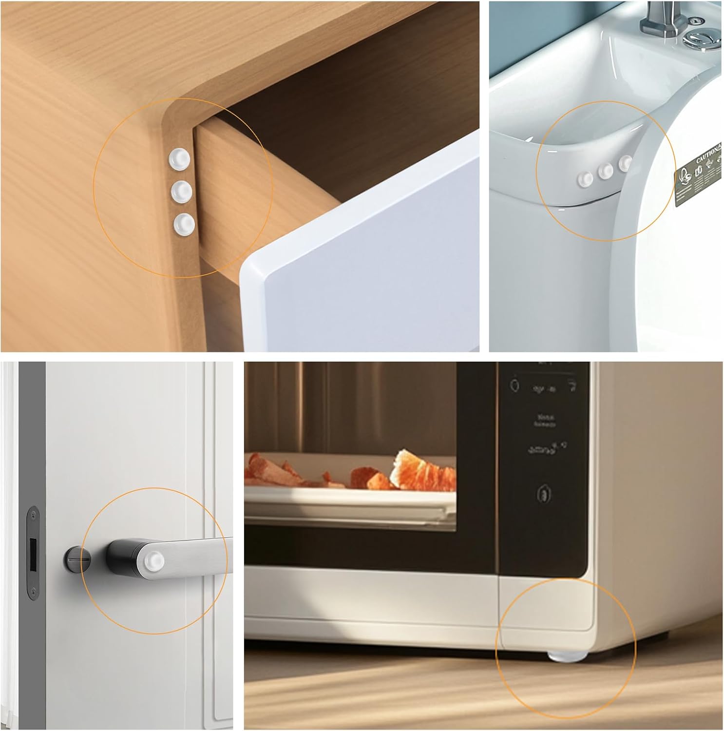 Cabinet Bumpers Soft Self-Adhesive Clear Rubber Bumper, Cabinet Door Bumper Pads for Kitchen Cabinets Cutting Boards Picture Frames (384P)