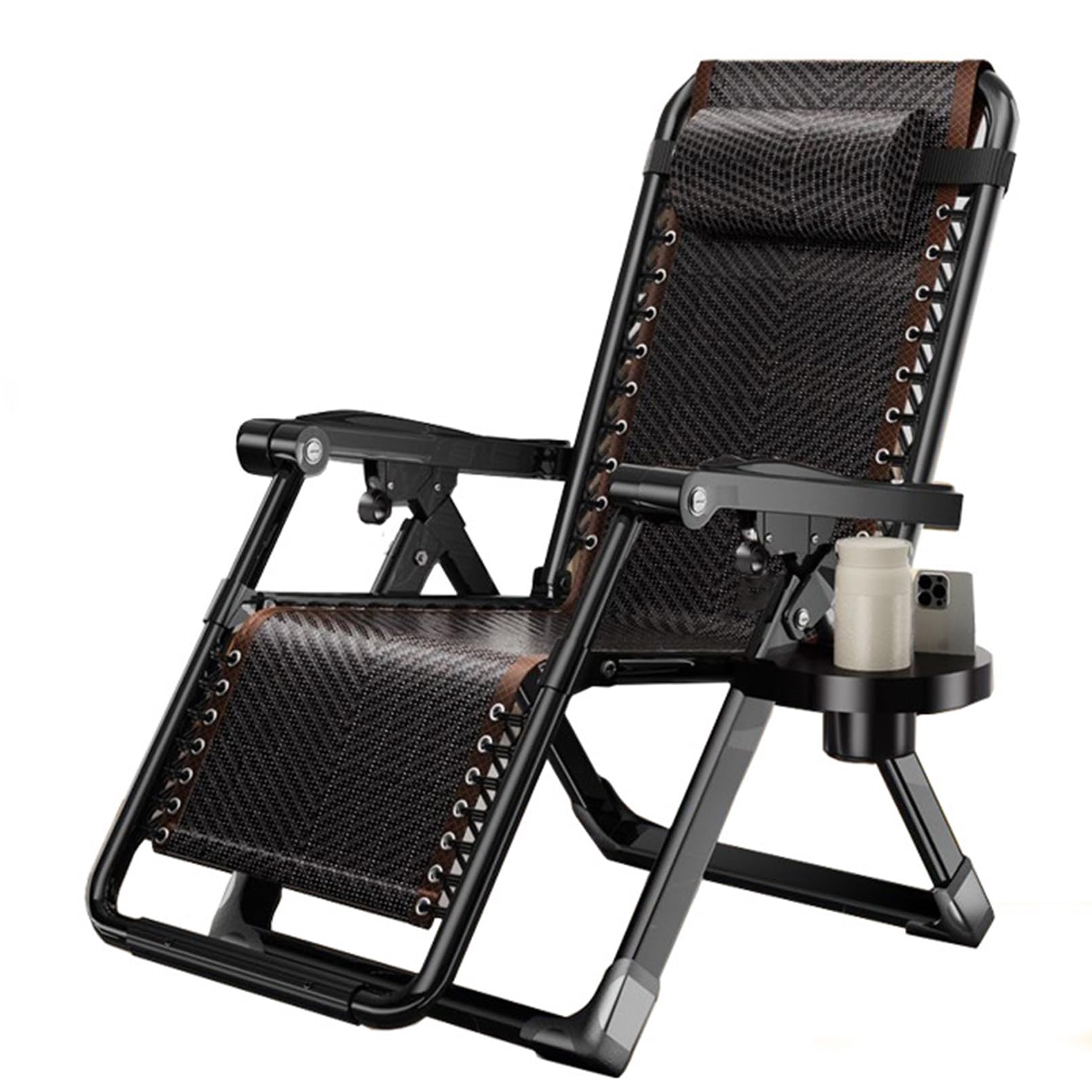 Sedia reclinabile Pieghevole per Esterni con tavolino Laterale. Comoda e Robusta Sedia a Sdraio per Il Relax all'aperto. Seduta Imbottita Portatile e Resistente per Un Comfort Extra.