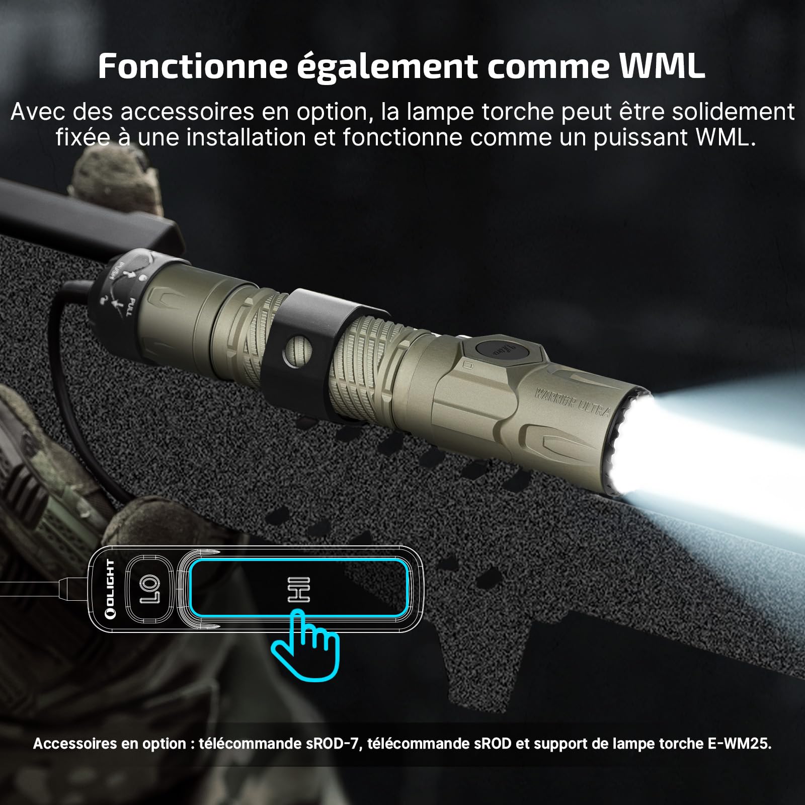 OLIGHT Warrior Ultra Lampe Torche LED Tactique 2500 LM 320M Charge USB-C | Boîtier OAL, Design EDC Compact, Double Interrupteur, Étanche IPX8, Idéal Pour le Camping, la Randonnée et l'urgence