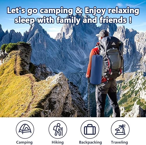Miniatura 7 de Colchoneta de dormir para camping, colchoneta inflable con almohada y bomba de pie integrada, autoinflable y compacto, colchón de aire ultraligero