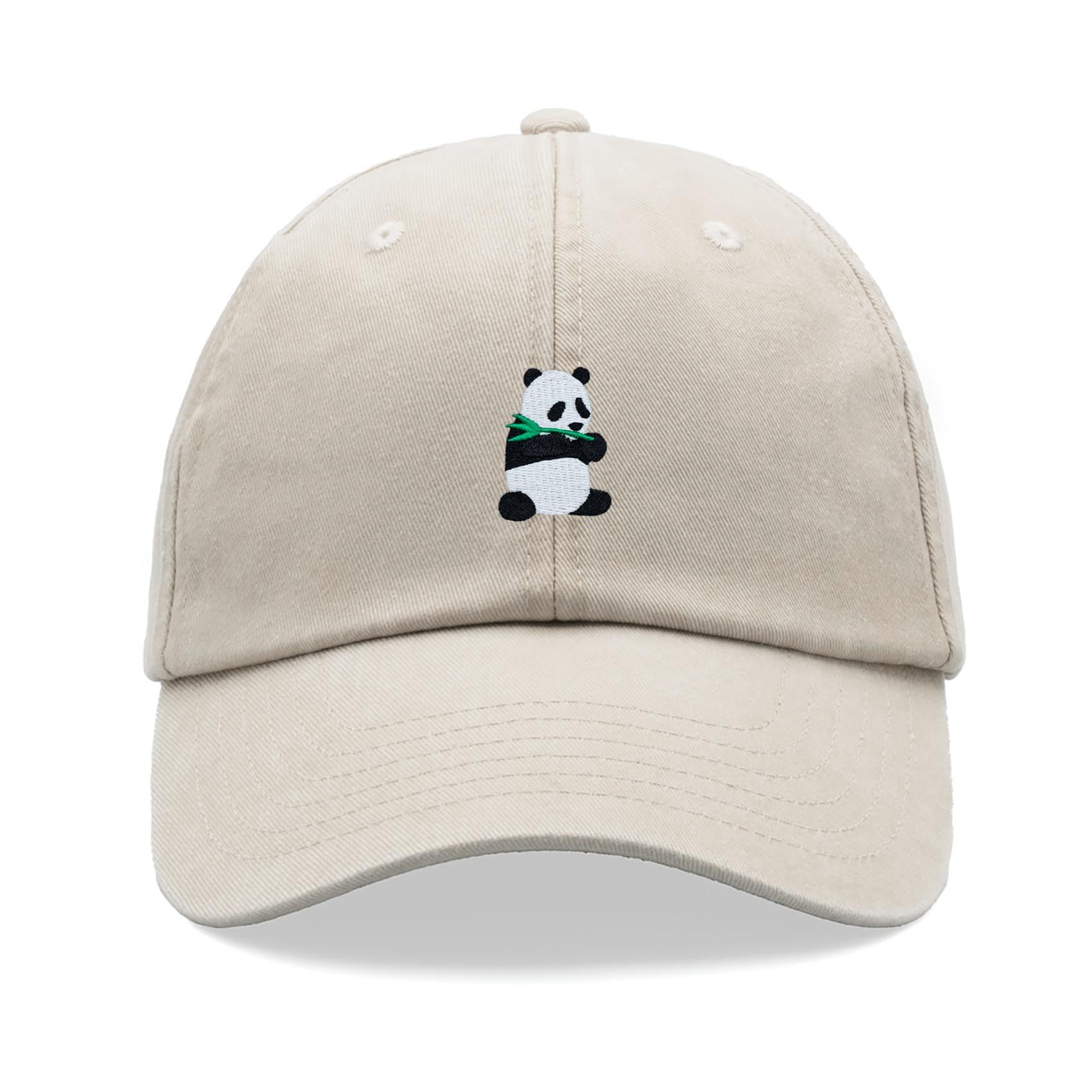 Panda Baseball Cap Vintage Washed Unisex Dad Hat Low Profile Adjustable Stone