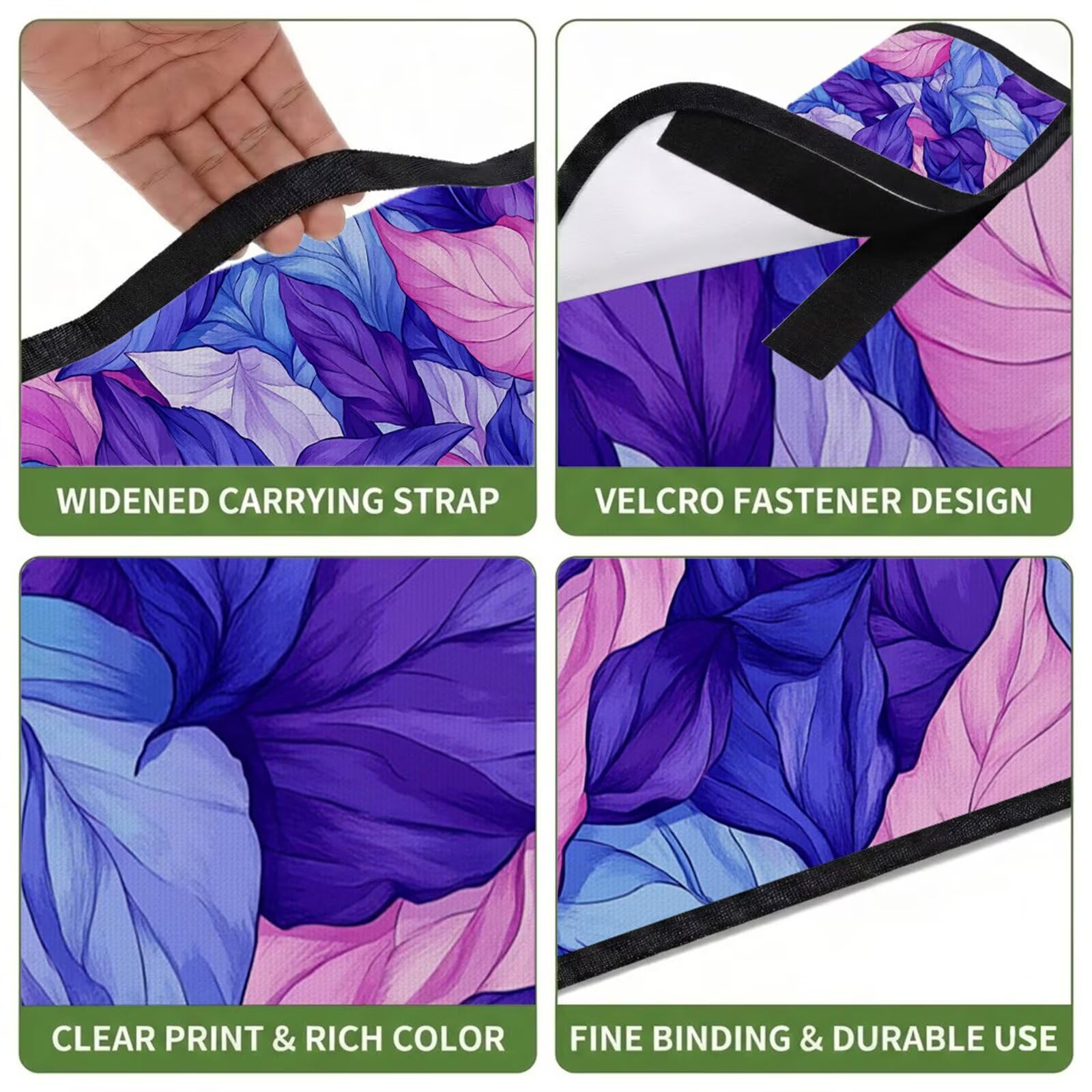 Couverture Pique Nique Grande 200x300cm,Outdoor Couverture Imperméable,Pliable Tapis de Plage Dos en PVC,Picnic Blanket pour Camping Accessoires,Jardin,Parc,Famille - Feuilles Violettes UZ-305