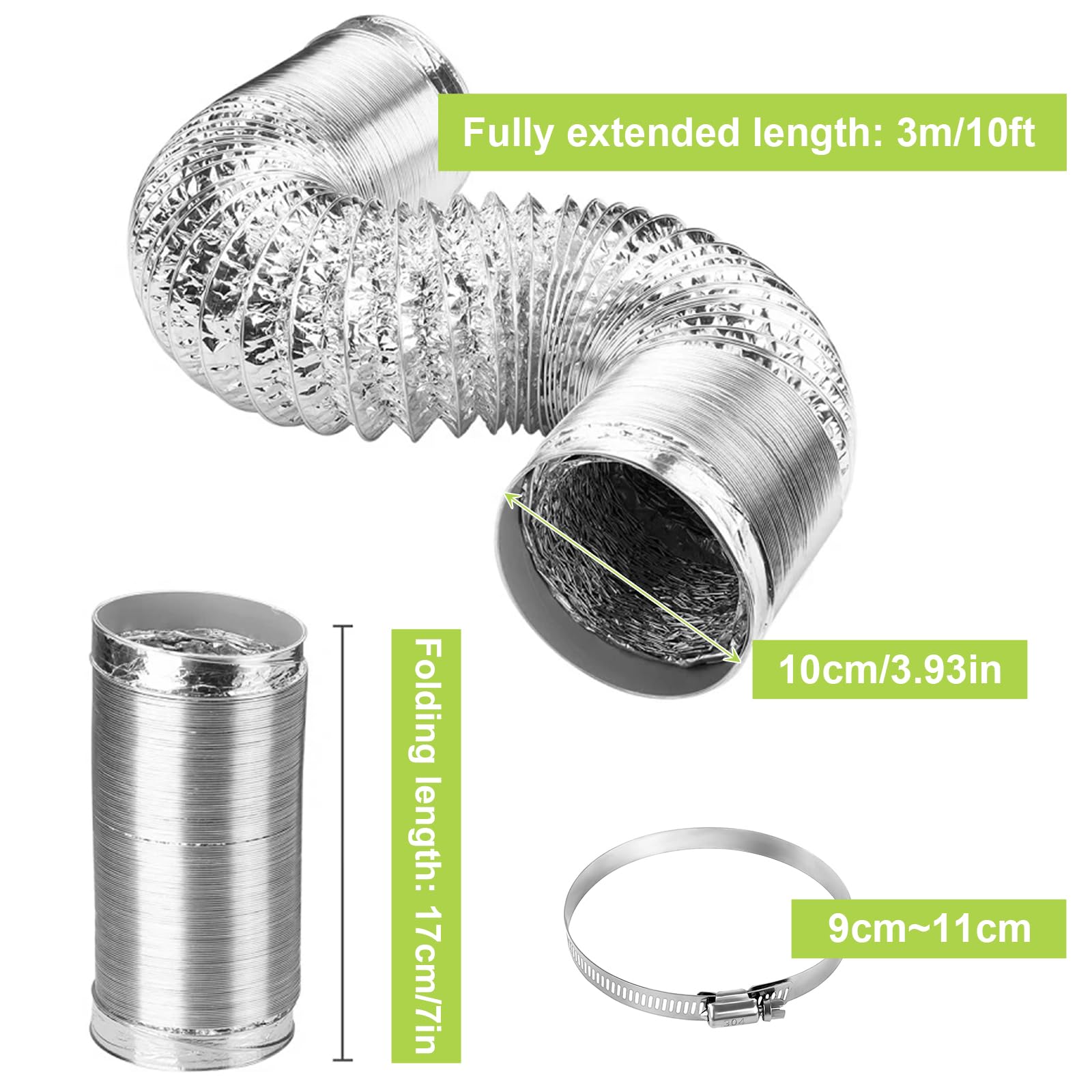 Tubo Di Ventilazione Lungo E Flessibile In Alluminio, Per - Foto 3
