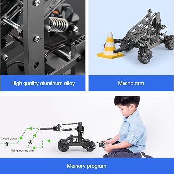 Robot Arm, STEM Toys for Boys Girls, 2-in-1 Smart Robot Car Kit with 4-DOF, Robotic Arm for Kids, Education Projects Set Gifts for 8 9 10 11 12 Years Old Teens, Building Experiment Robotics